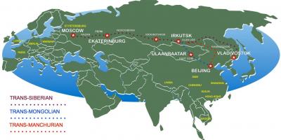 Pequín para Moscova tren mapa da ruta