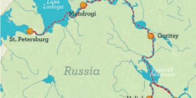 Mapa de San Petersburgo e Moscova cruceiro