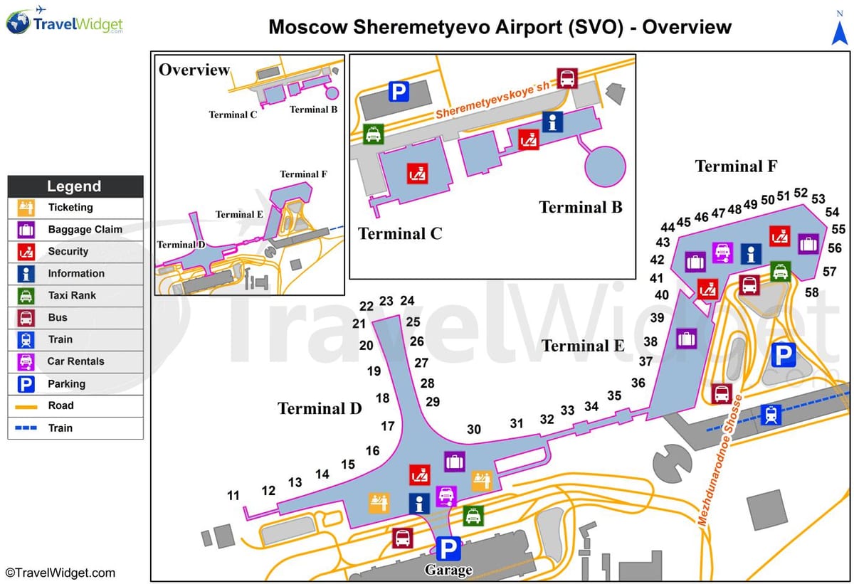 Sheremetyevo mapa de terminais