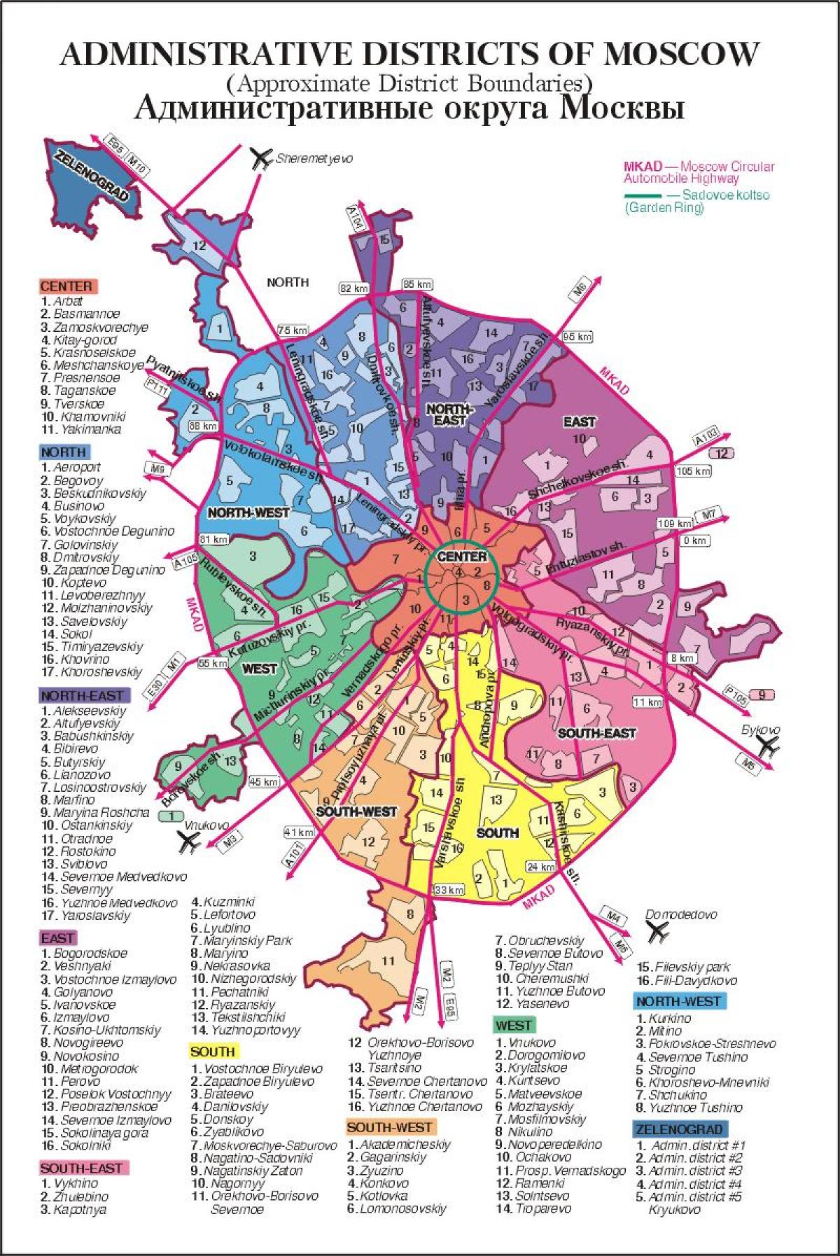 mapa de Moscova arrondissement