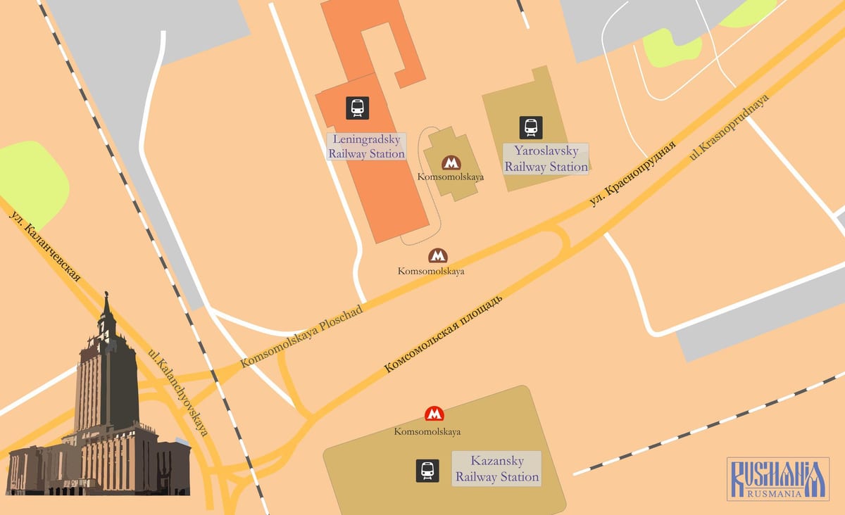 mapa de Moskva oktiabrskaia estación