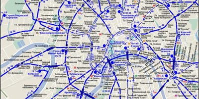 Mapa de Moscova de trólebus